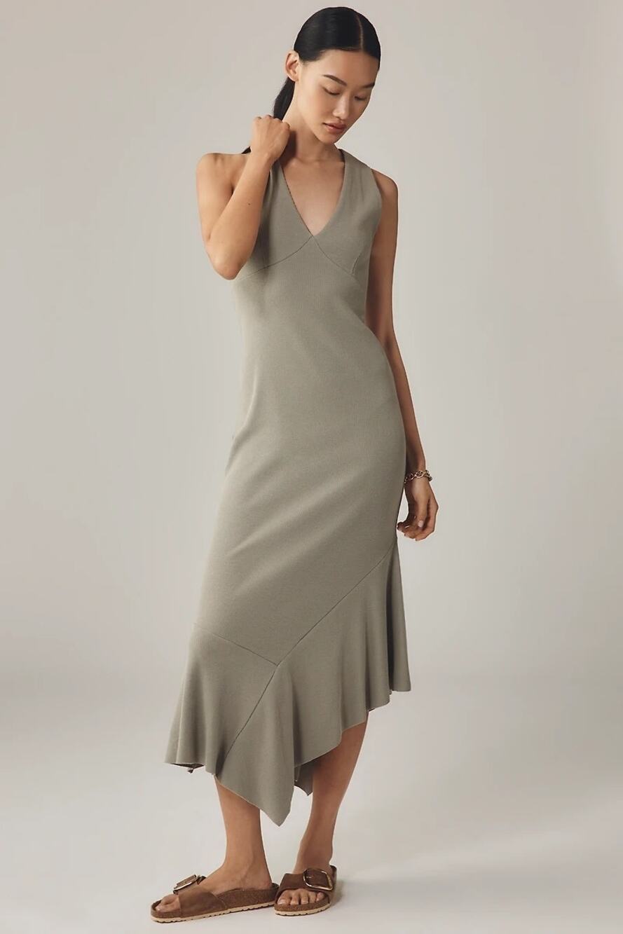 New Anthropologie Nation Los Angeles Camel Sleeveless V-Neck Midi Dress $238 S
